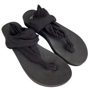 Sanuk Women’s Yoga Sling Thong Flip Flops Sandals 10 Black Casual Comfort